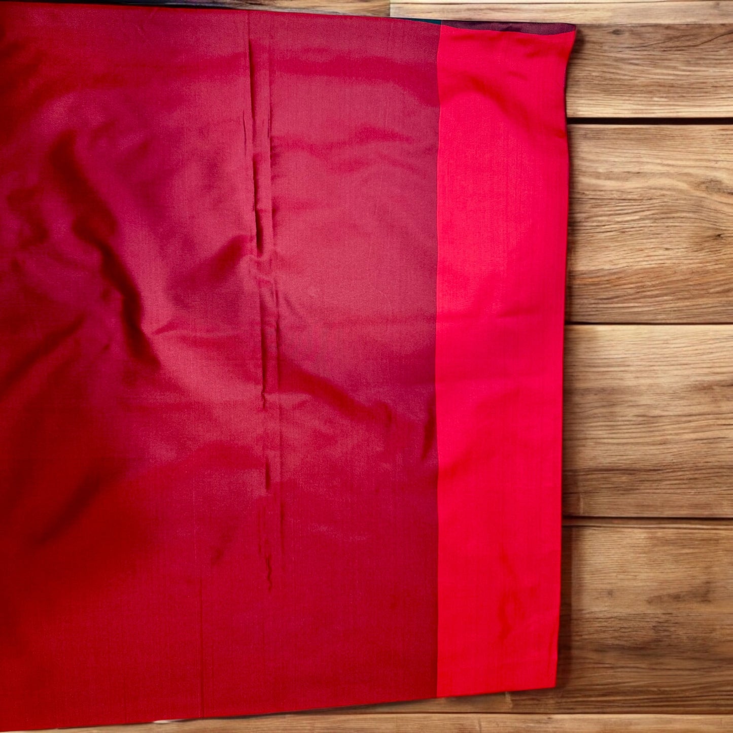 SOFT SILK SAREE – PEACOCK GREEN WITH MAROON (DARK BROWN) PLAIN BORDER