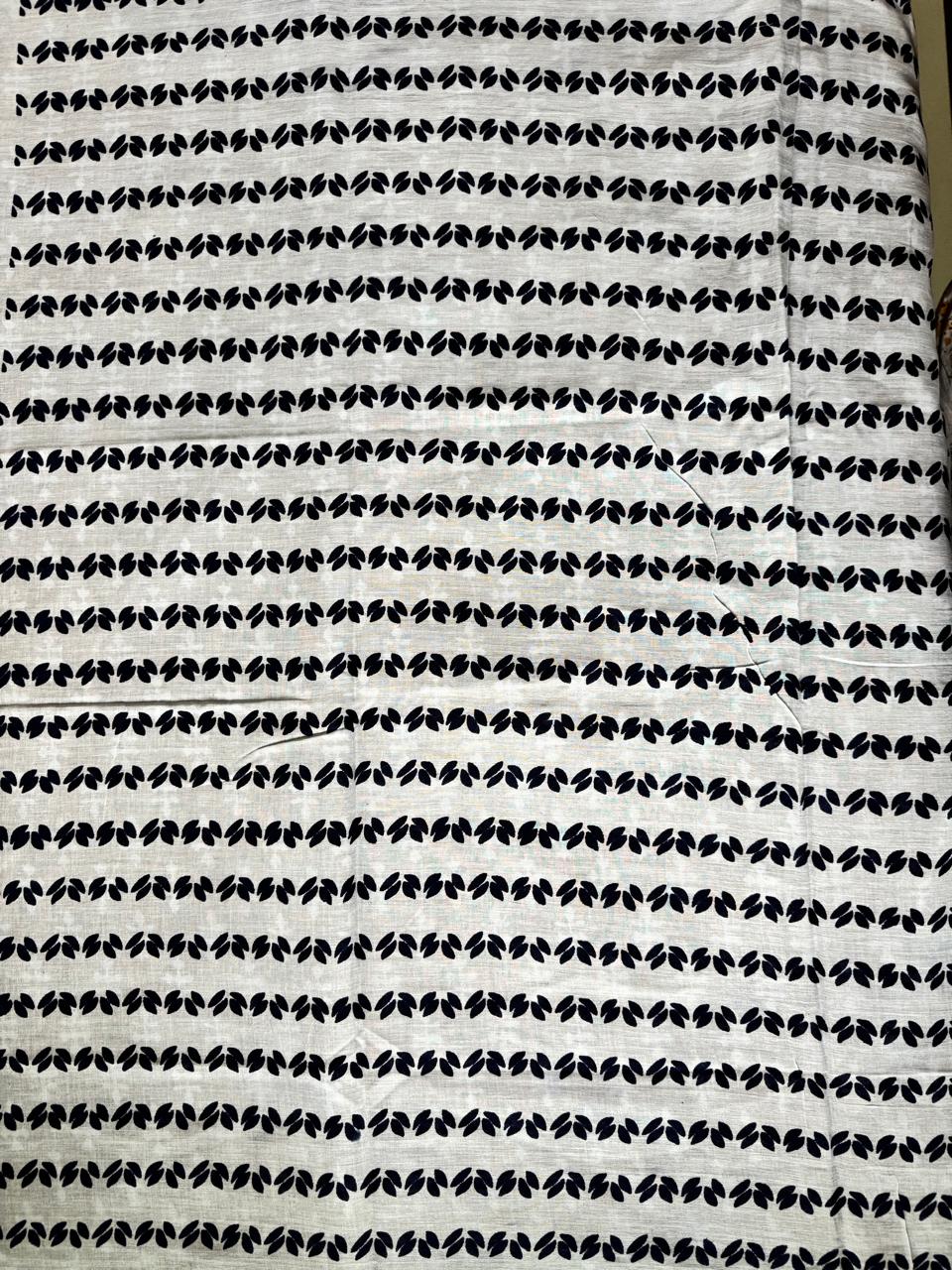 CHANDERI COTTON SAREE (NAVY BLUE WITH WHITE MOTIFS)