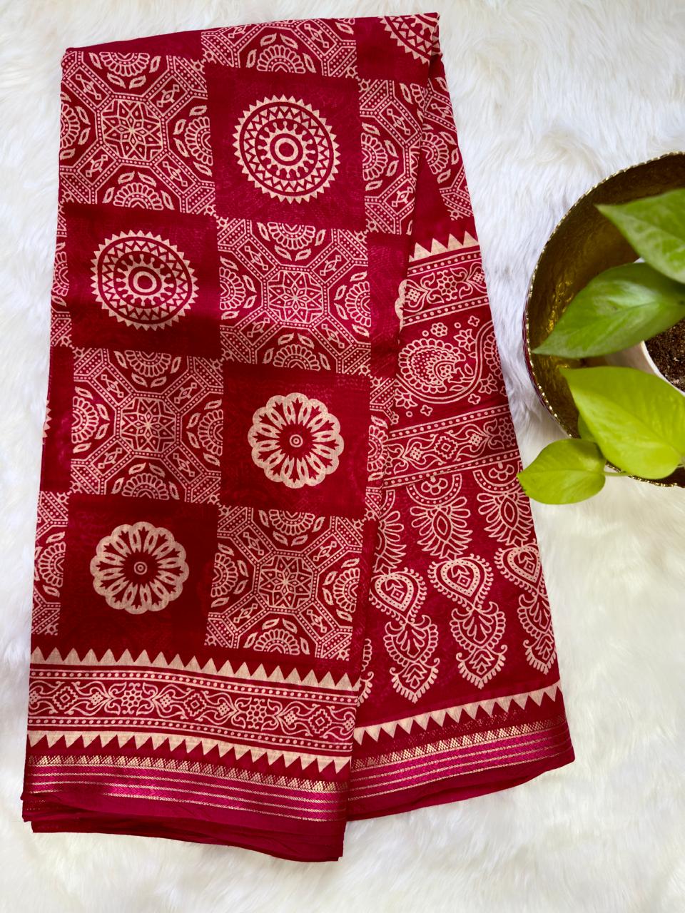 SOFT RED COTTON SAREES