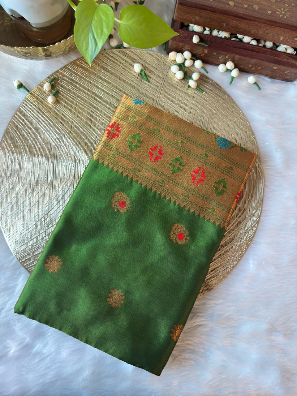 PEACOCK LIGHT GREEN PAITHANI SAREE