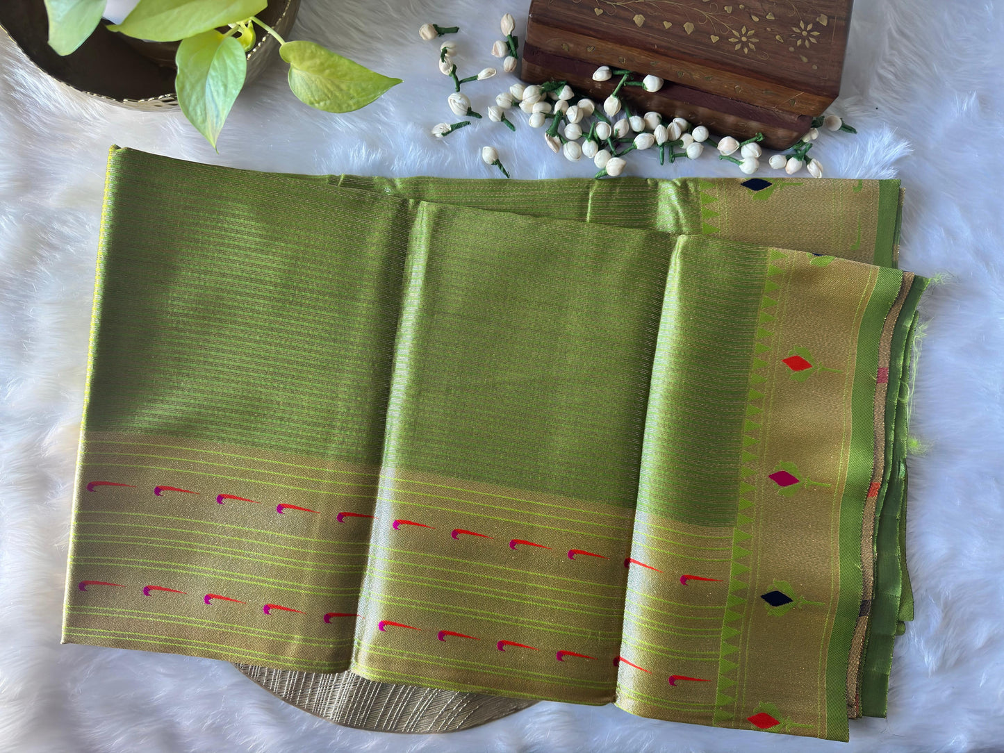 TEESHU PARROT GREEN PAITHANI SAREE