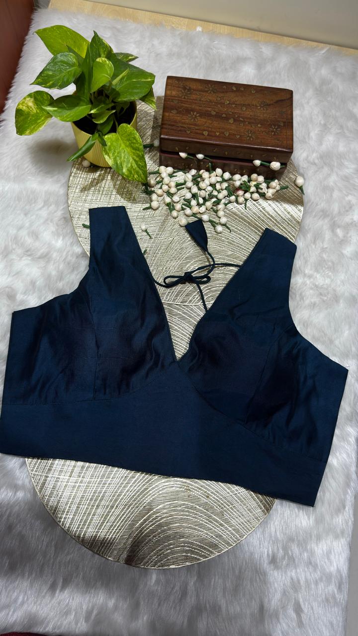DARK PURPLE COTTON READYMADE BLOUSE