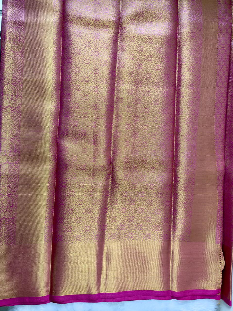 GOLDEN MAROON SOFT TISSUE SILK SAREE WITH INTRICATE GOLDEN WEAVES