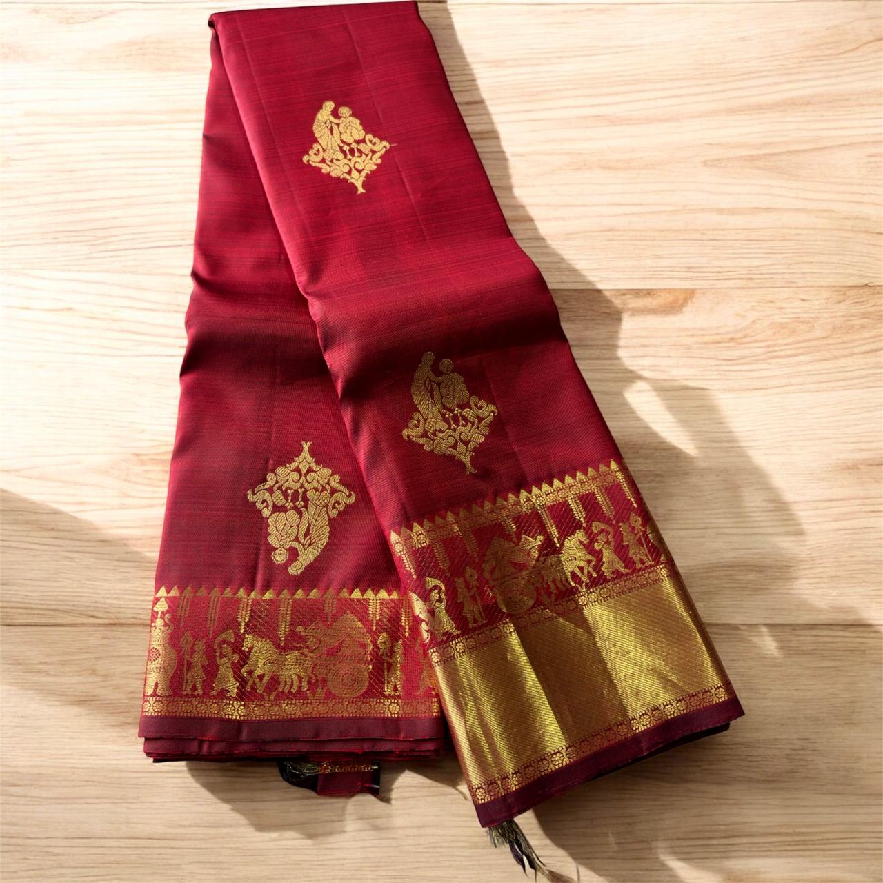 MAROON WITH PALLAKU DESIGN BIG BORDER