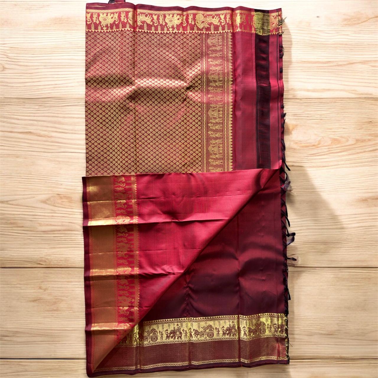 MAROON WITH PALLAKU DESIGN BIG BORDER