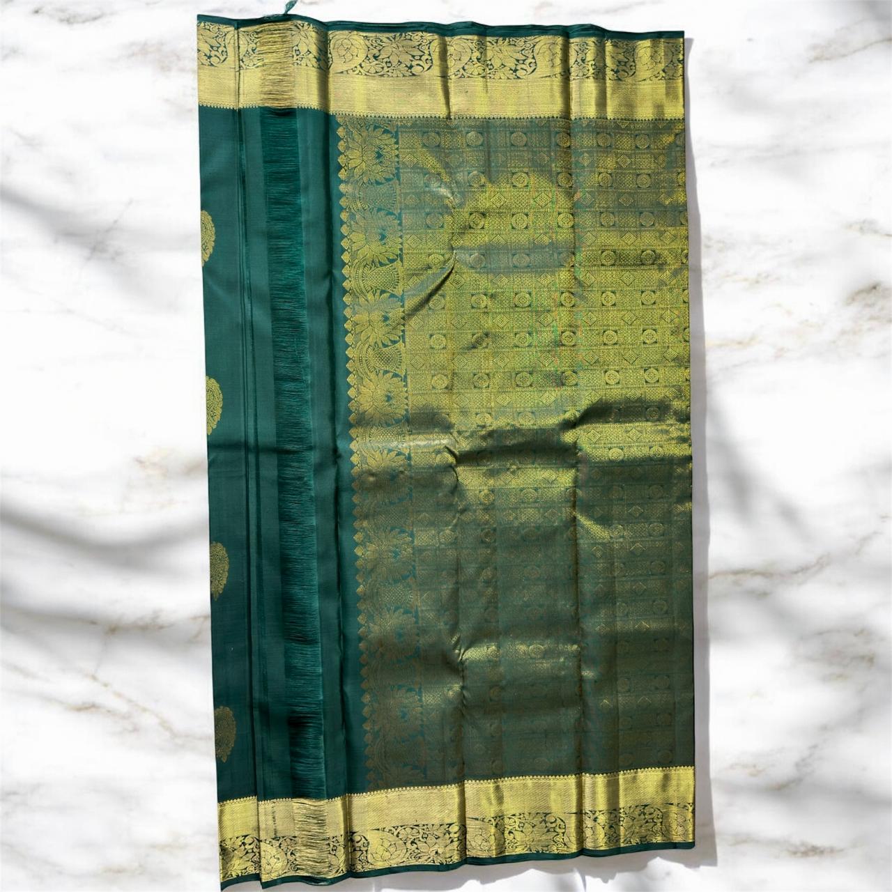 DARK GREEN WITH INTRICATE ZARI BIG BORDER