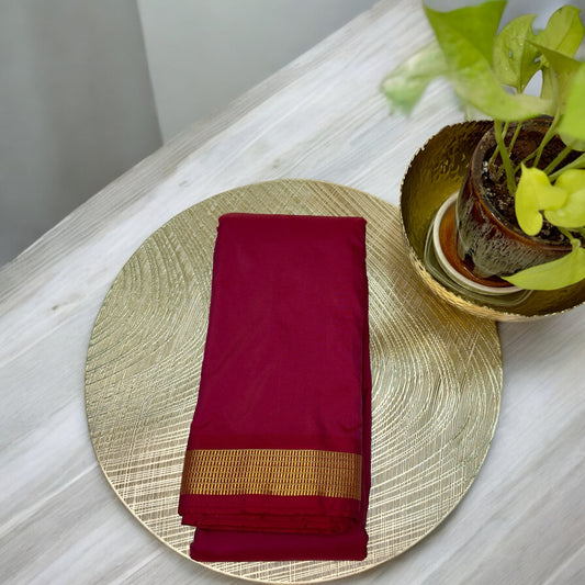 SILK SAREE – PINK WITH SMALL SINGLE GOLDEN ZARI BORDER & SOLID BODY PATTERN