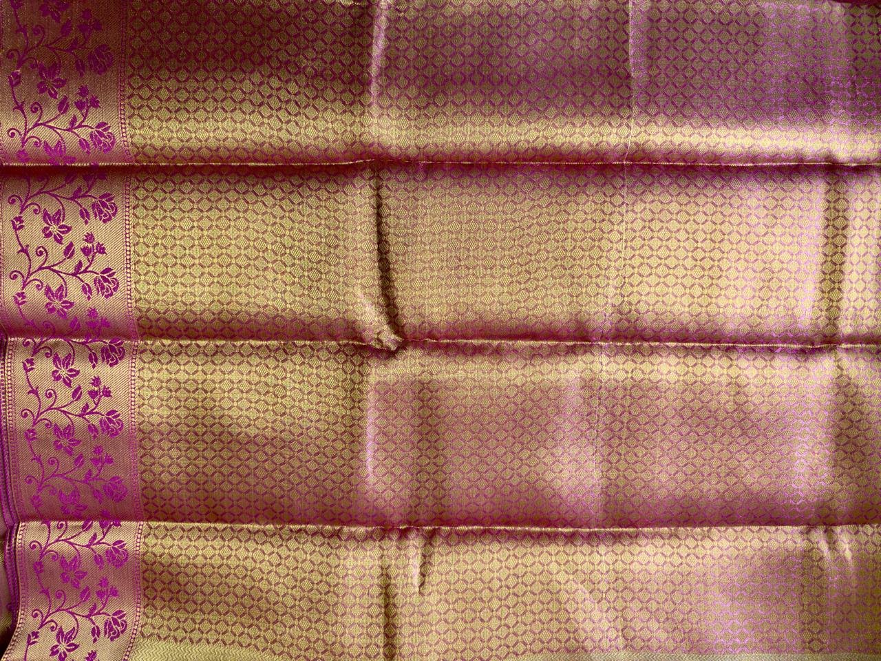 GOLDEN SOFT TISSUE SILK SAREE WITH EMBROIDERED ZARI BORDER