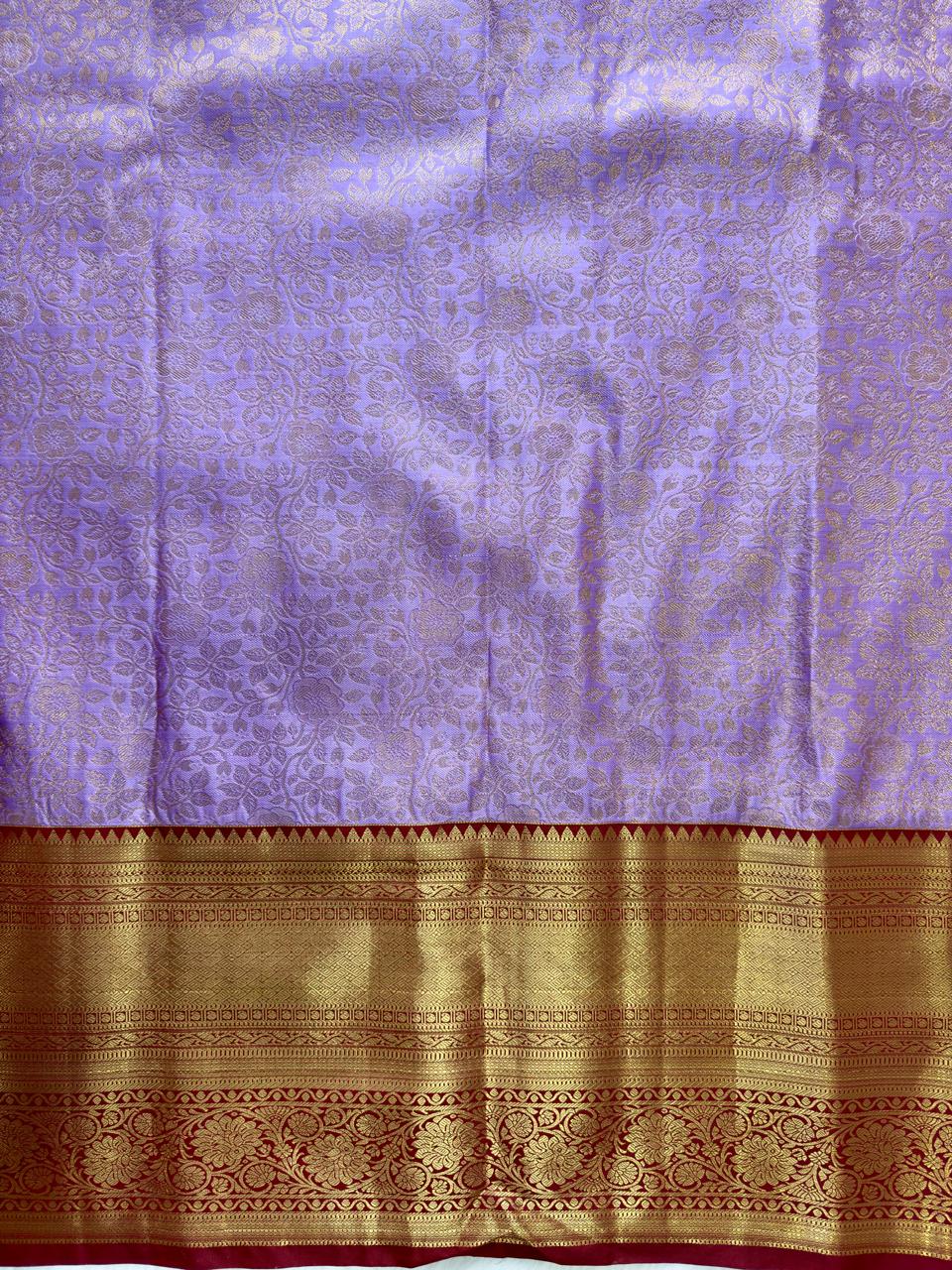 LAVENDER + RED BIG BORDER SOFT SEMI SILK SAREE
