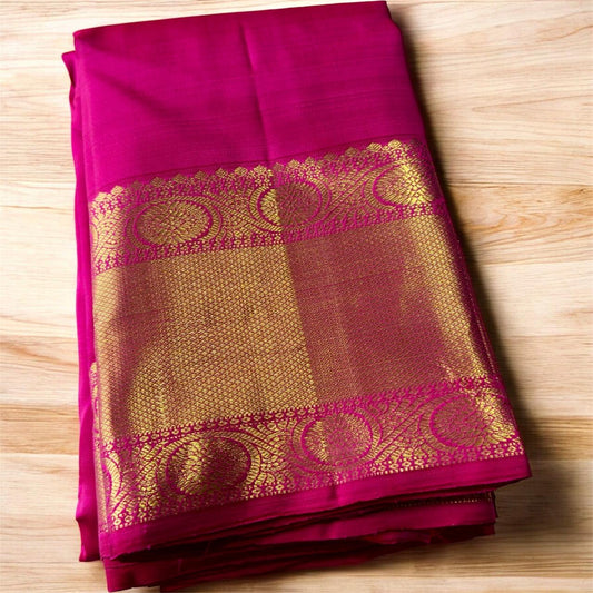 DARK PINK WITH BIG & SMALL GOLD ZARI BORDERS