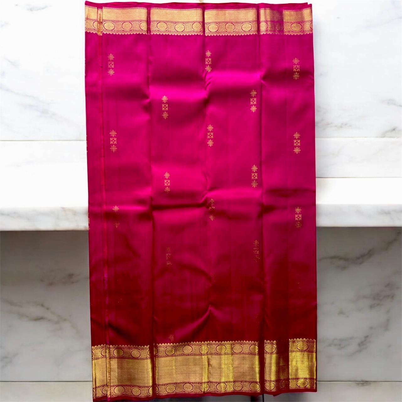 DARK PINK WITH BIG & SMALL GOLD ZARI BORDERS