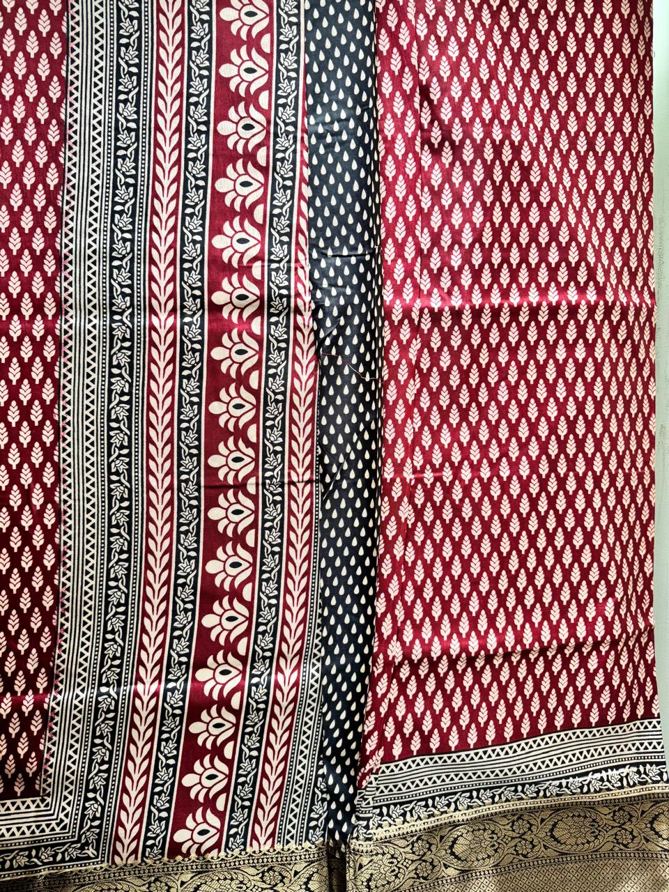 COTTON ZARI KOTA SAREE (MAROON WITH GOLDEN BORDER)
