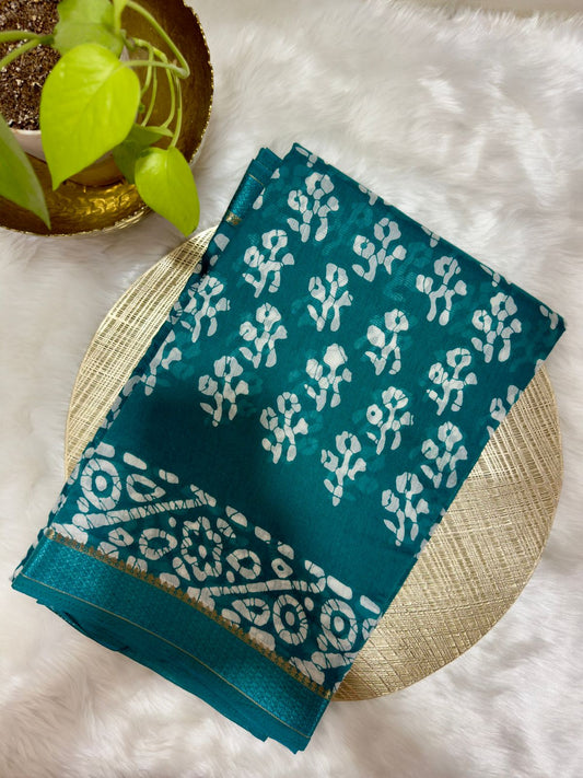SOFT TEAL COTTON SAREE