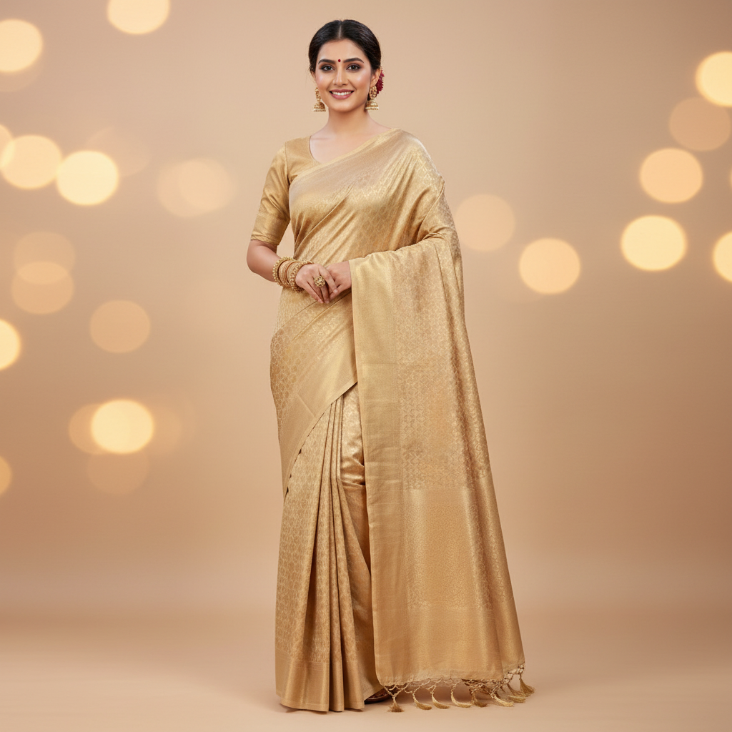 Cream Soft Silk Saree with Subtle Butta Weaves
