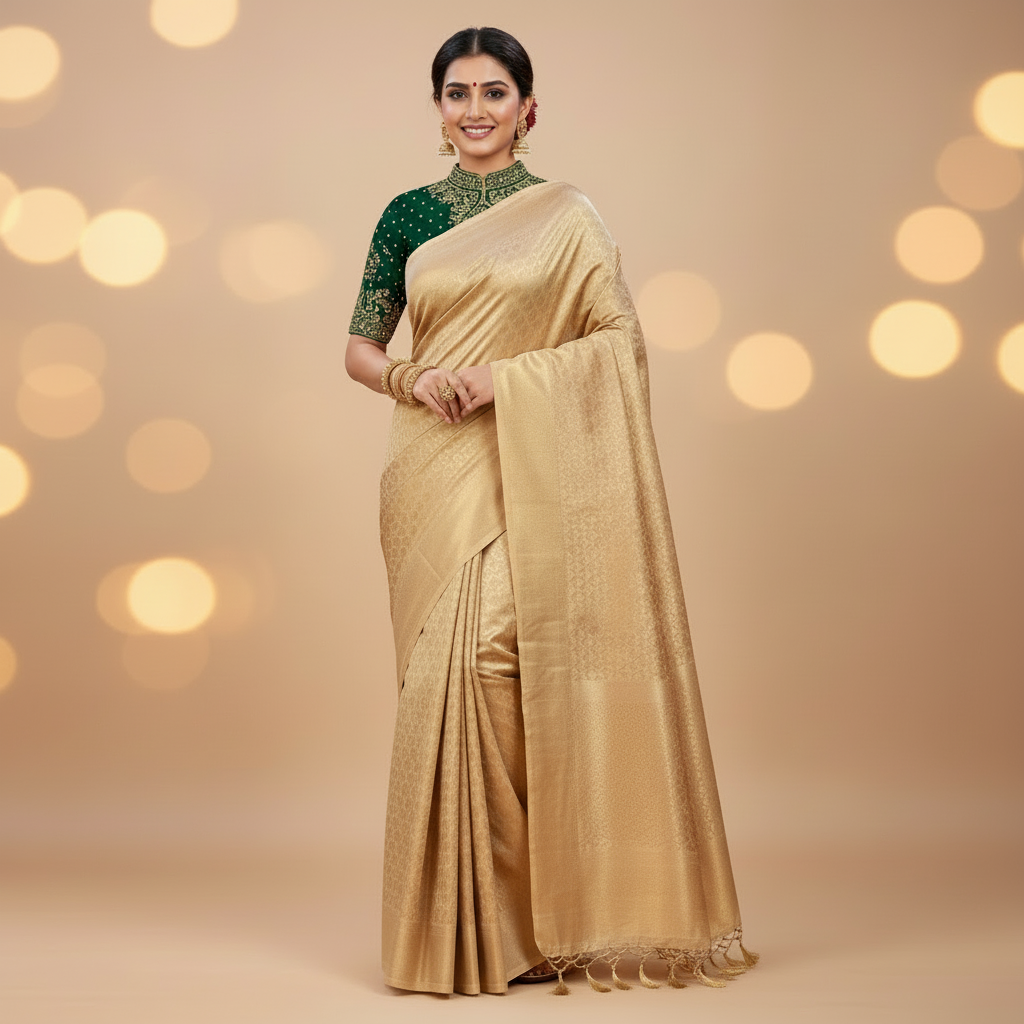 Cream Soft Silk Saree with Subtle Butta Weaves