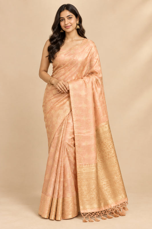 PEACH SOFTY SILK SAREE