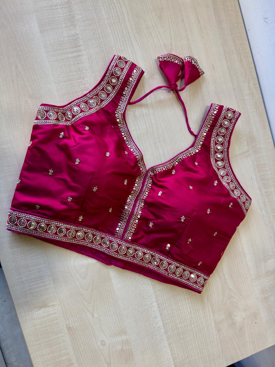 RANI PINK SLUB SILK READYMADE BLOUSE