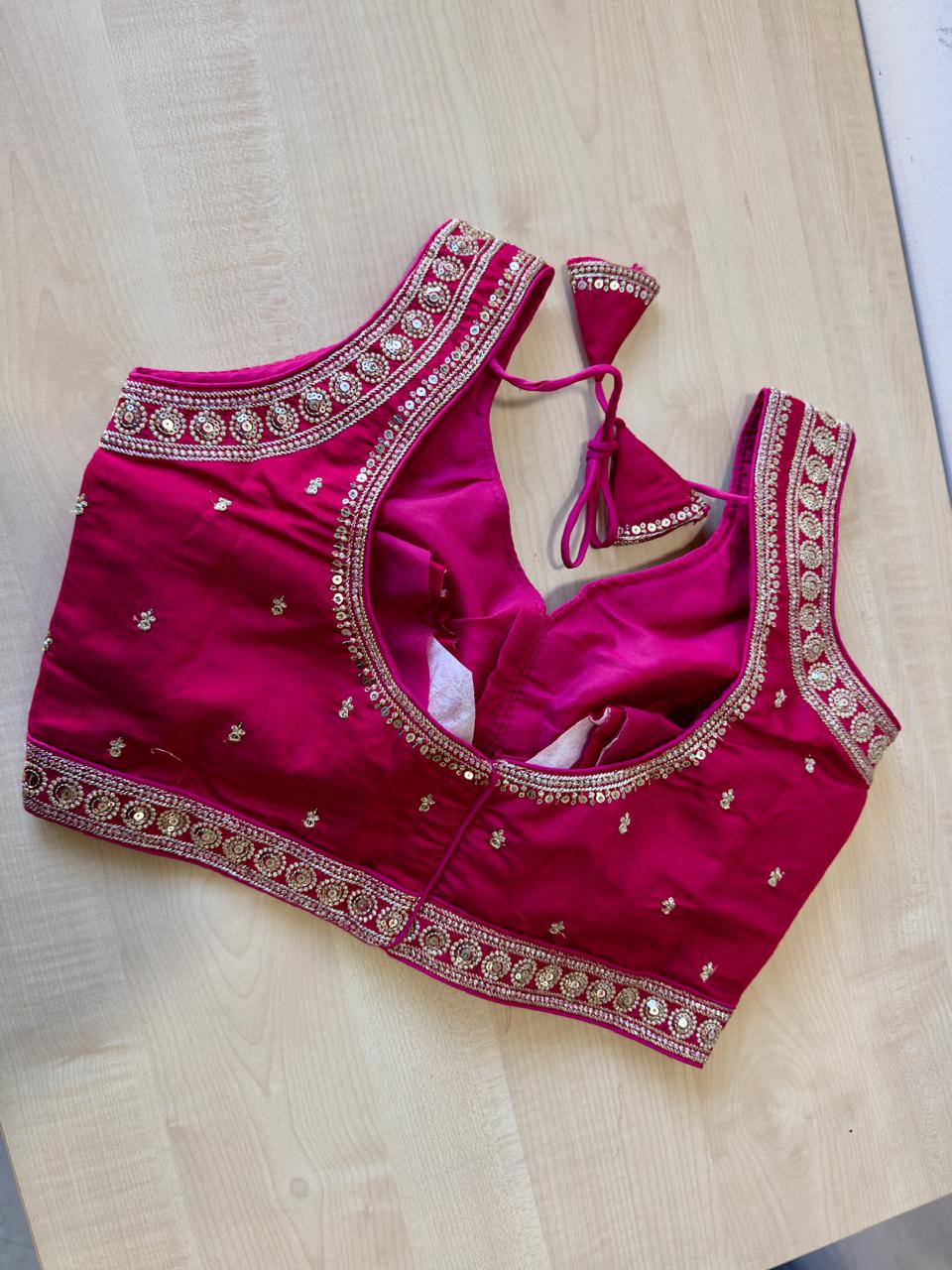 RANI PINK SLUB SILK READYMADE BLOUSE