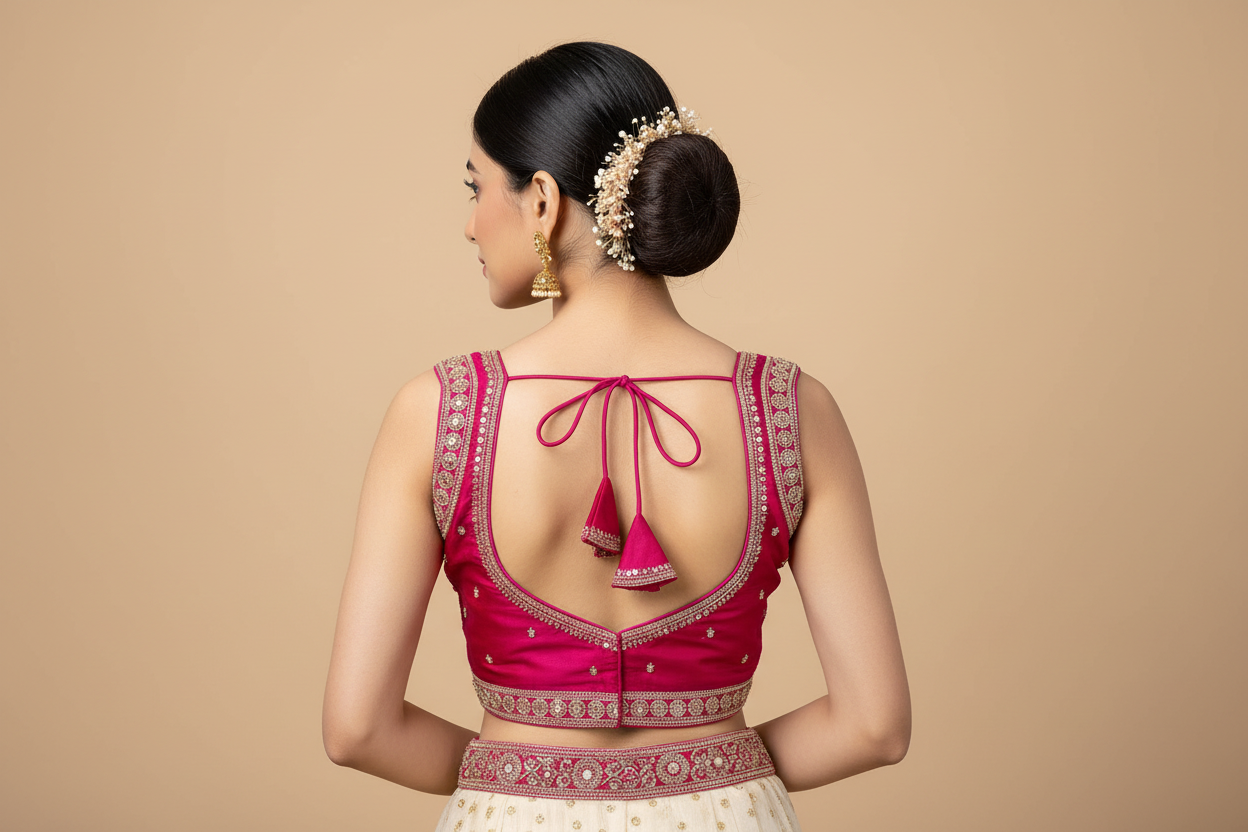RANI PINK SLUB SILK READYMADE BLOUSE