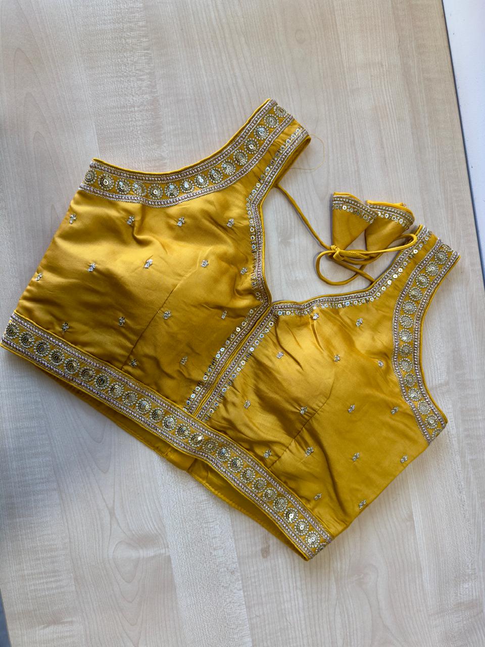 YELLOW SLUB SILK READYMADE BLOUSE