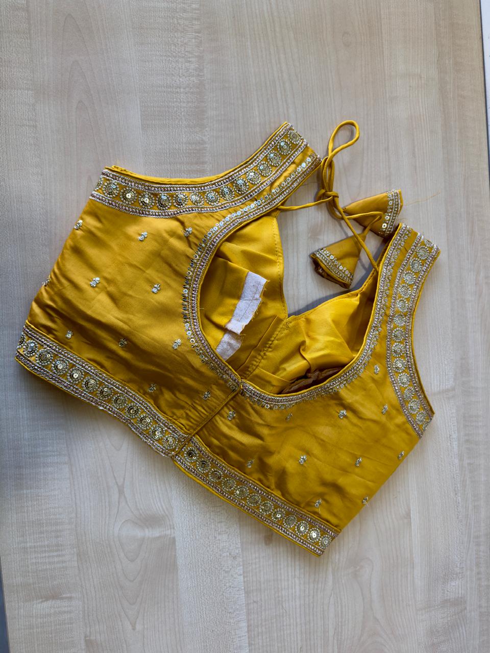 YELLOW SLUB SILK READYMADE BLOUSE