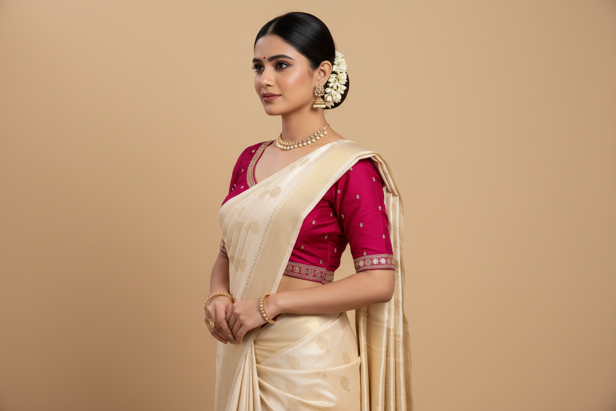RANI PINK SLUB SILK READYMADE BLOUSE