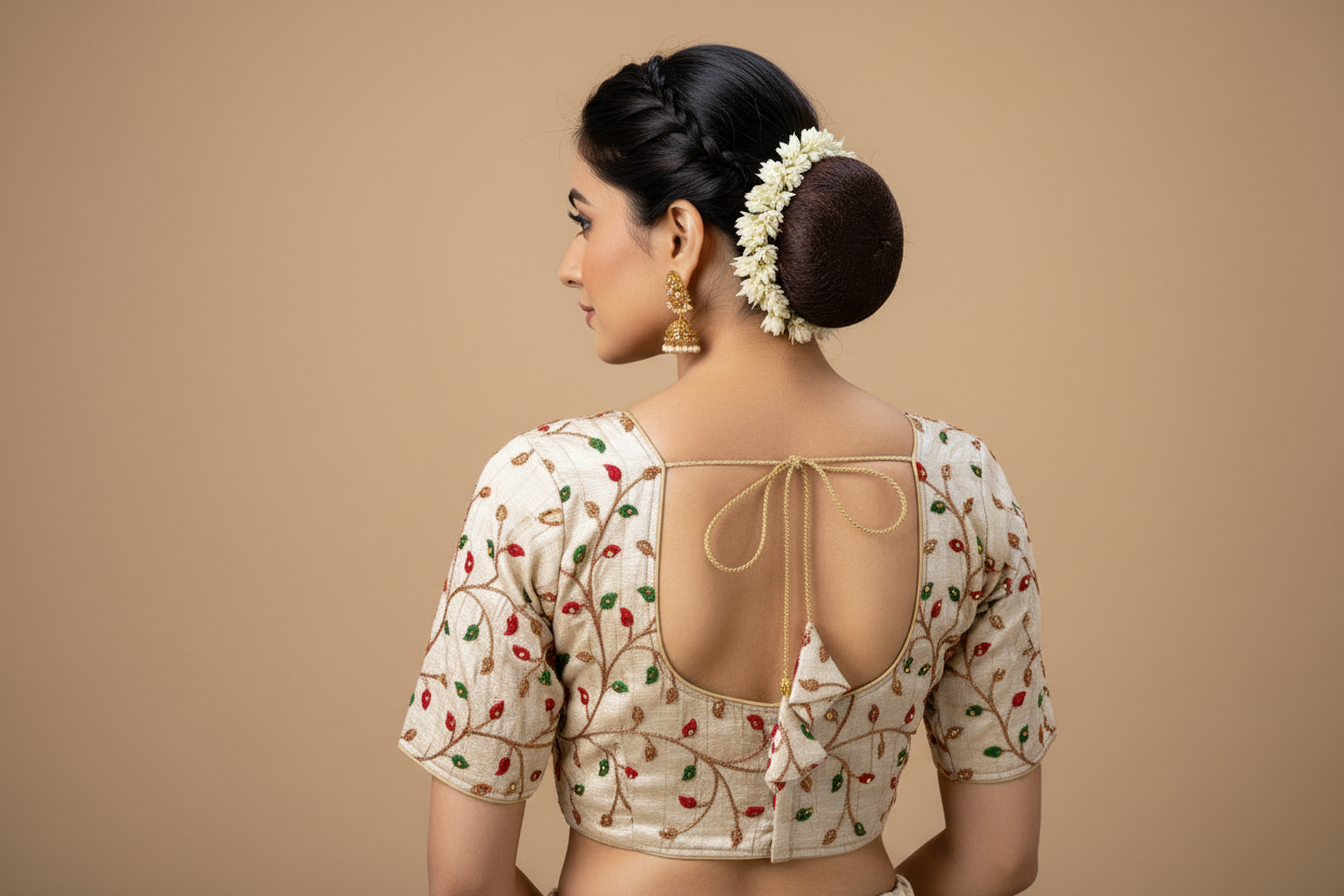 FLORAL WHITE  READYMADE BLOUSE