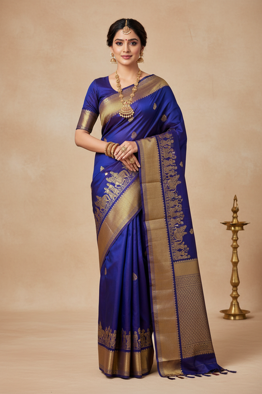 ROYAL BLUE PALLUKU DESIGN BORDER