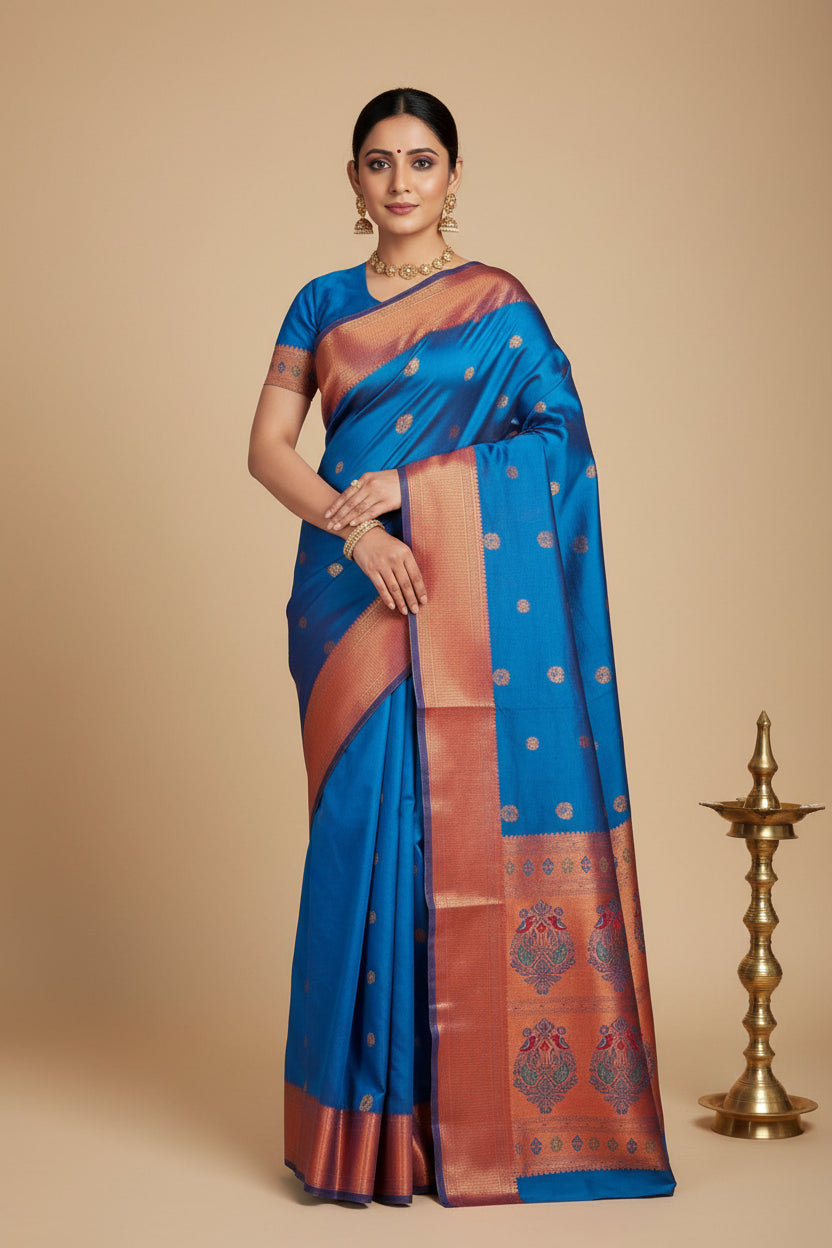 PEACOCK TEAL BLUE PAITHANI SAREE