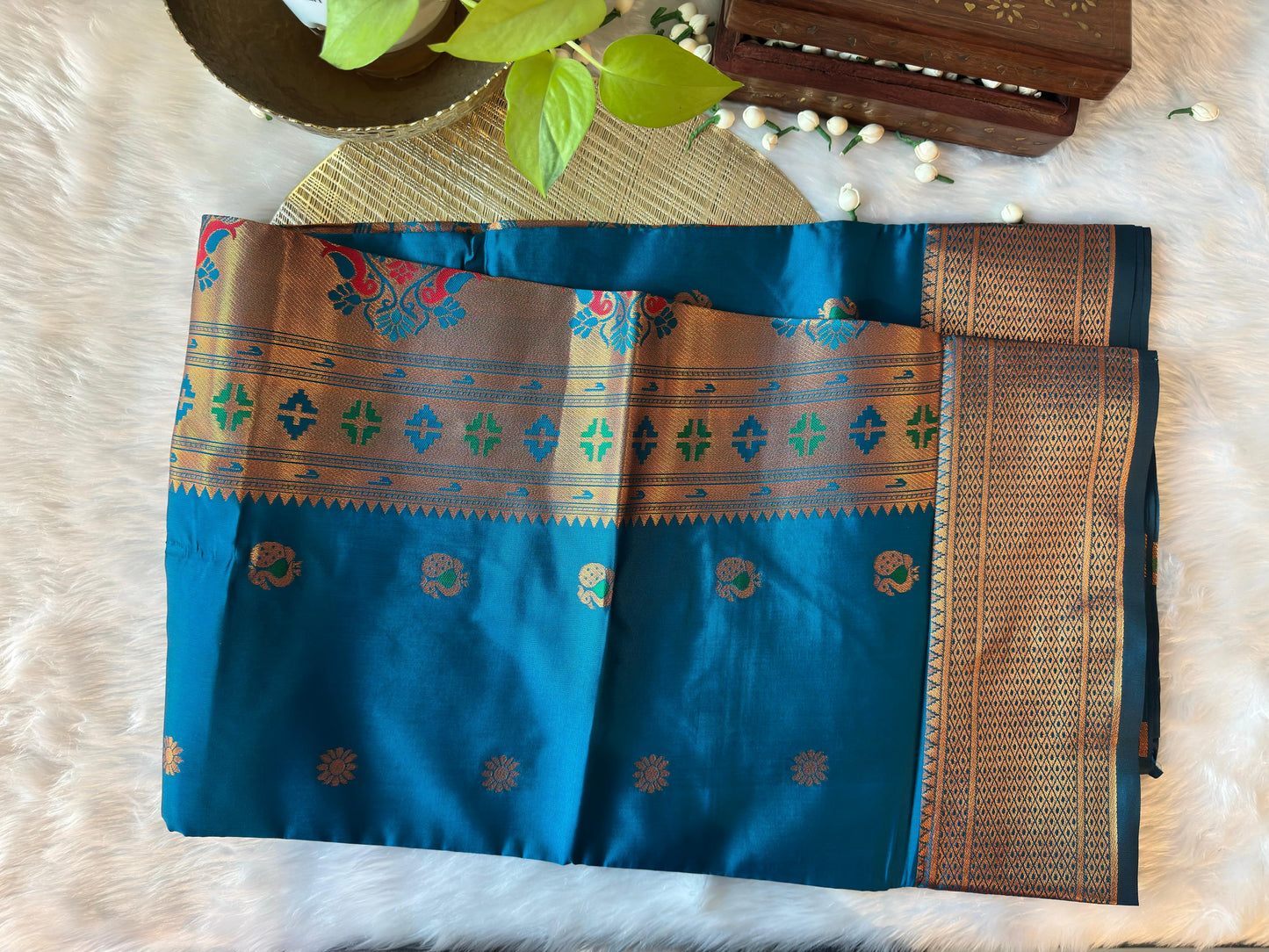 PEACOCK TEAL BLUE PAITHANI SAREE