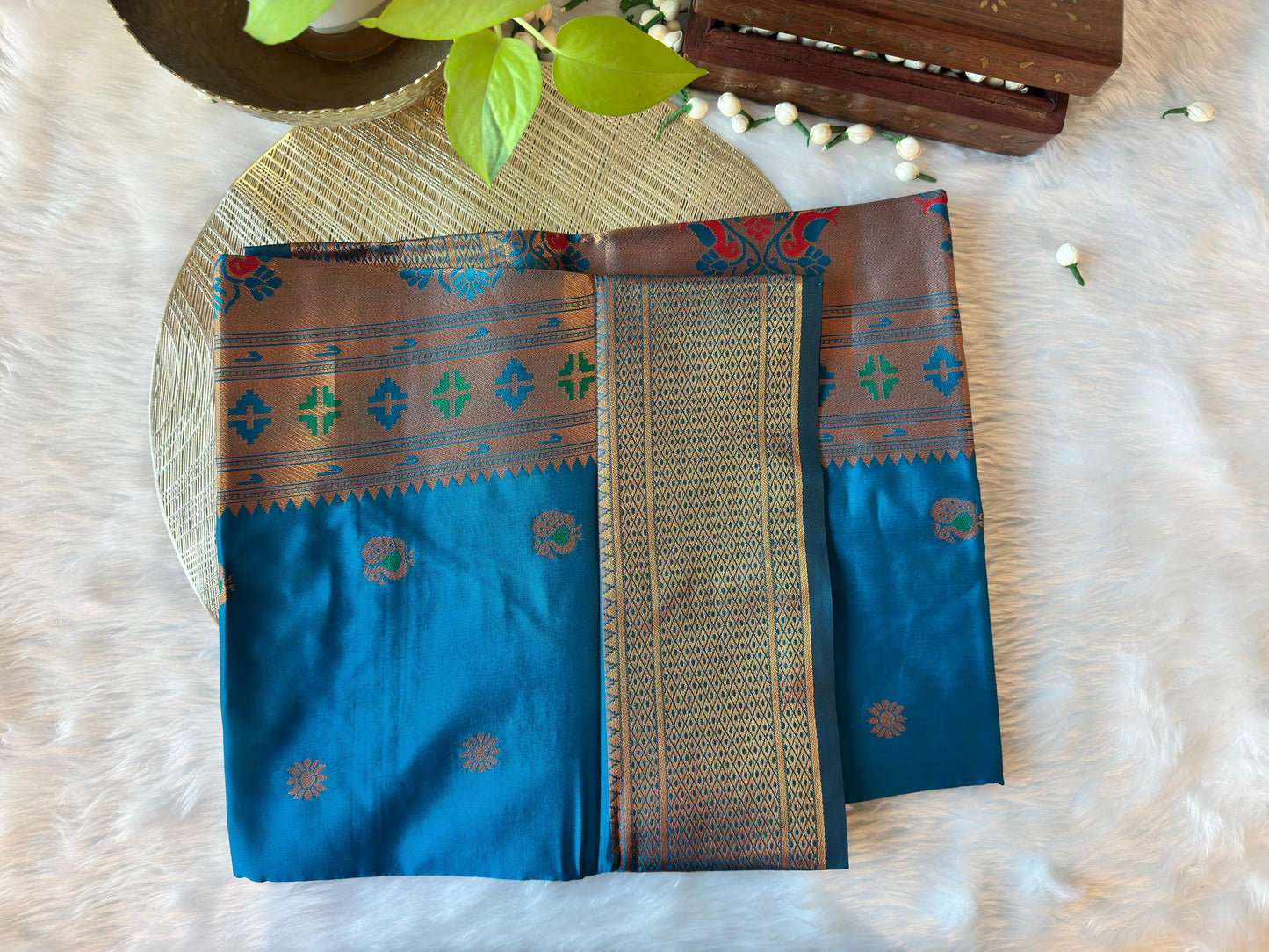 PEACOCK TEAL BLUE PAITHANI SAREE
