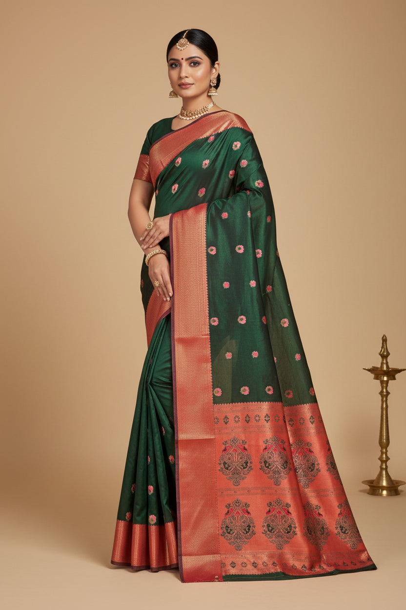 PEACOCK GREEN PAITHANI SAREE