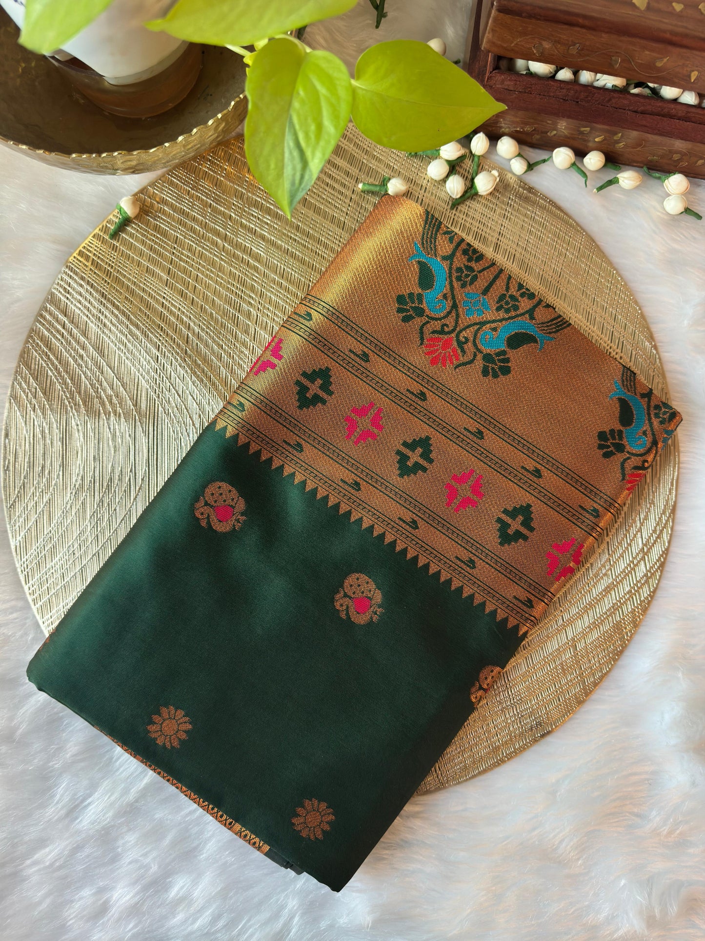 PEACOCK GREEN PAITHANI SAREE