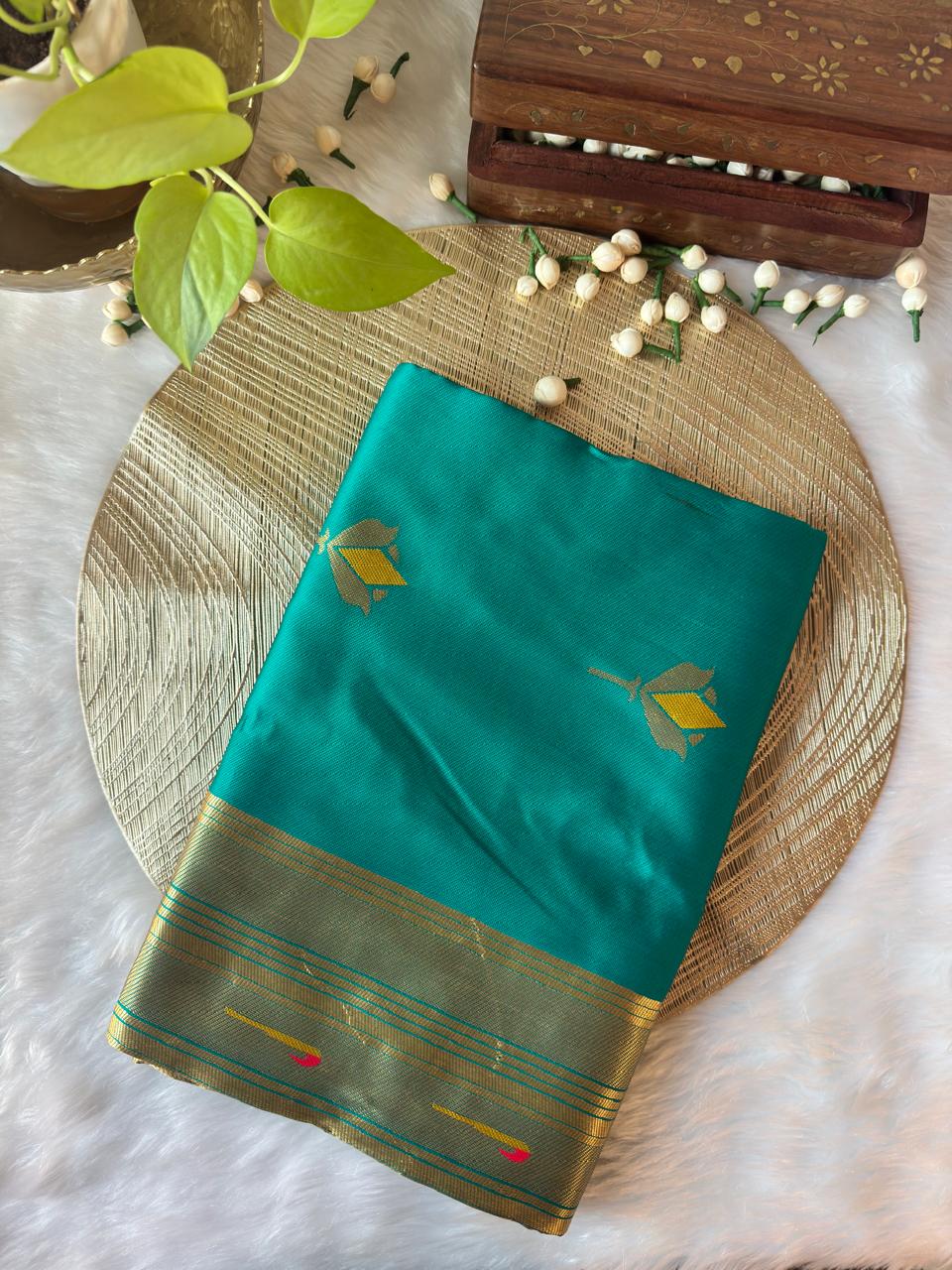 LOTUS TEAL GREEN PAITHANI SAREE