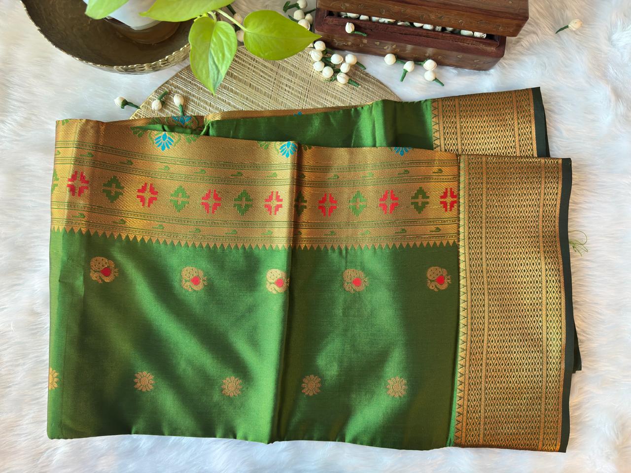 PEACOCK LIGHT GREEN PAITHANI SAREE