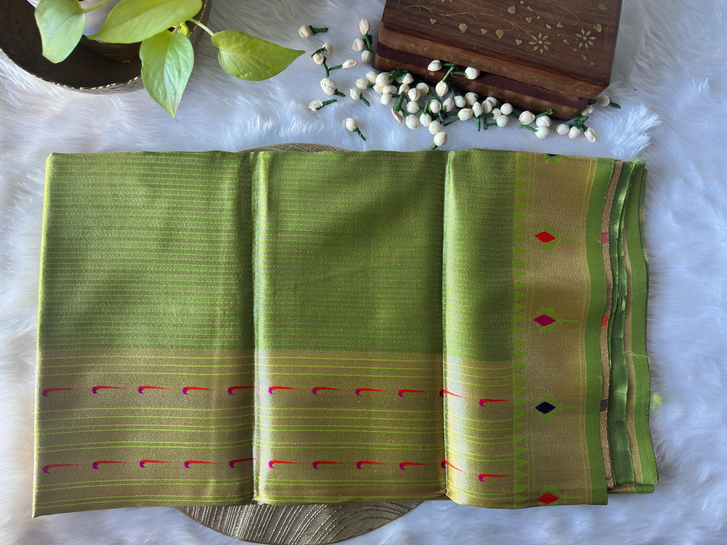 TEESHU PARROT GREEN PAITHANI SAREE