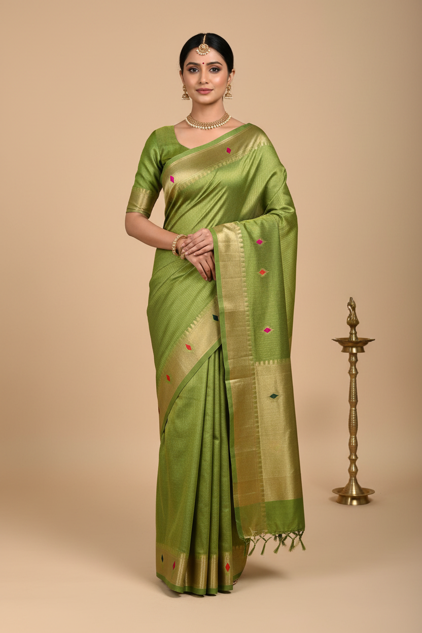 TEESHU PARROT GREEN PAITHANI SAREE