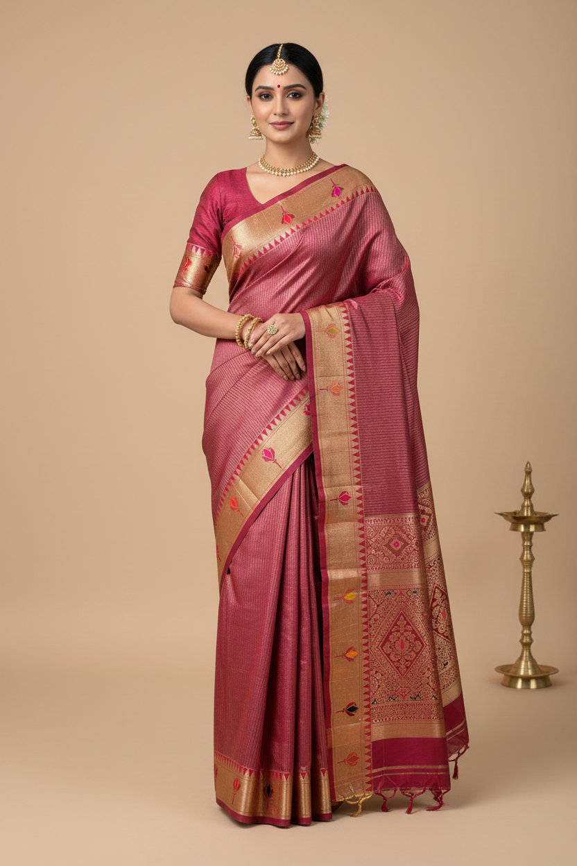 TEESHU PEACH PAITHANI SAREE