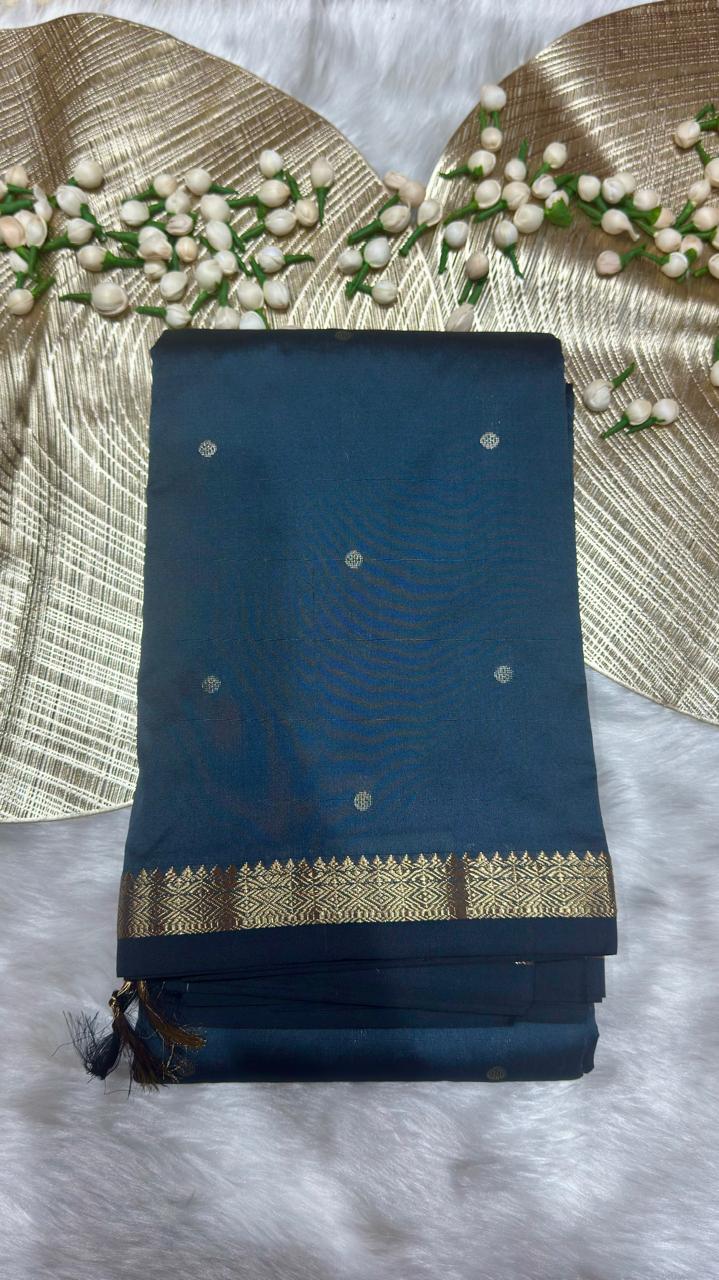 SEMI SILK GREY SMALL BUTTA BORDER