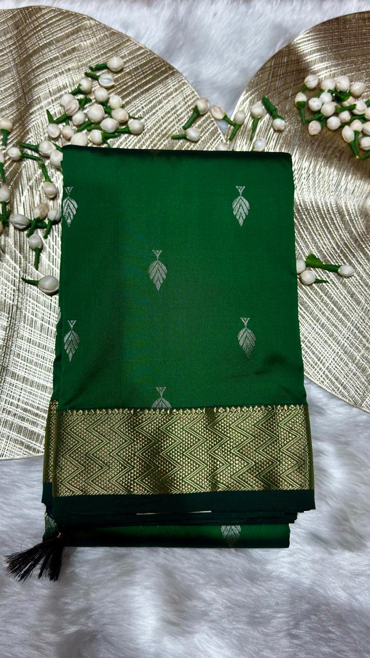 BOTTLE GREEN SEMI-SILK - SMALL BORDER