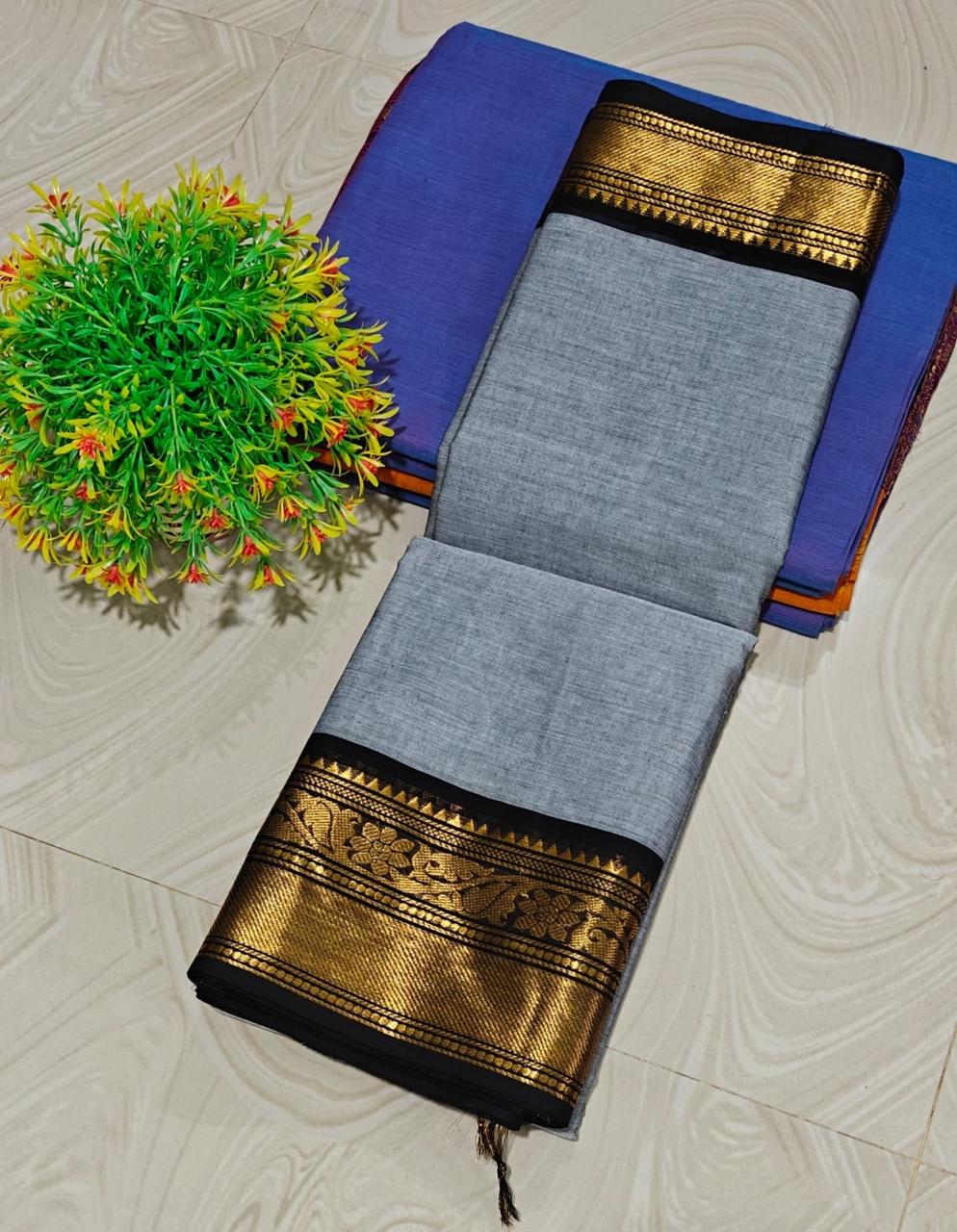 HANDLOOM PURE COTTON - GREY + BLACK