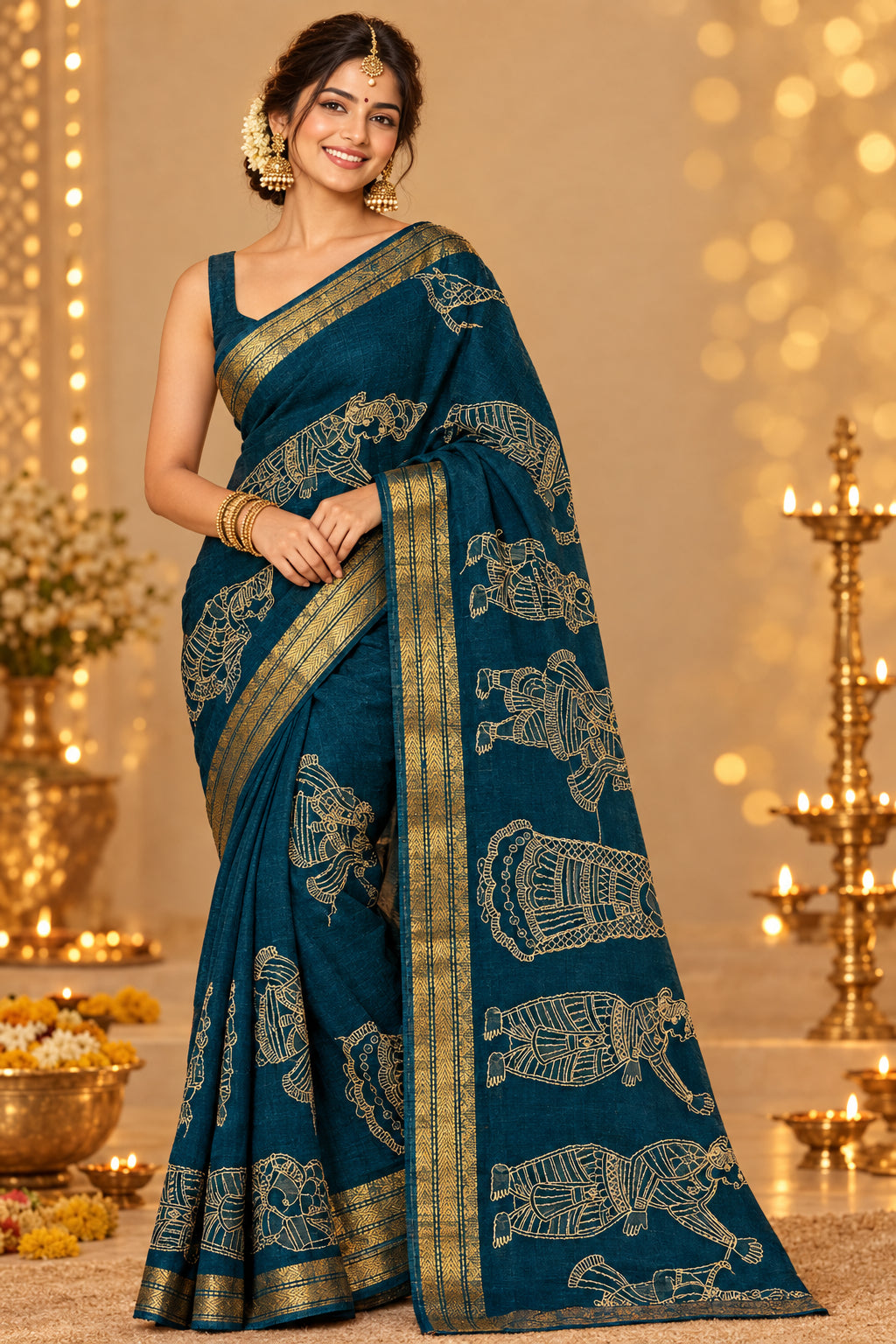AJRAKH EMBROIDARY COTTON SAREE