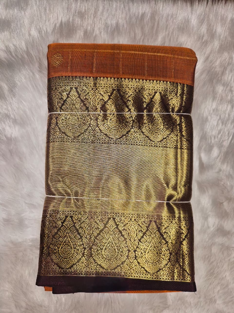 Handloom Pure Silk Saree - Rust Orange & Brown