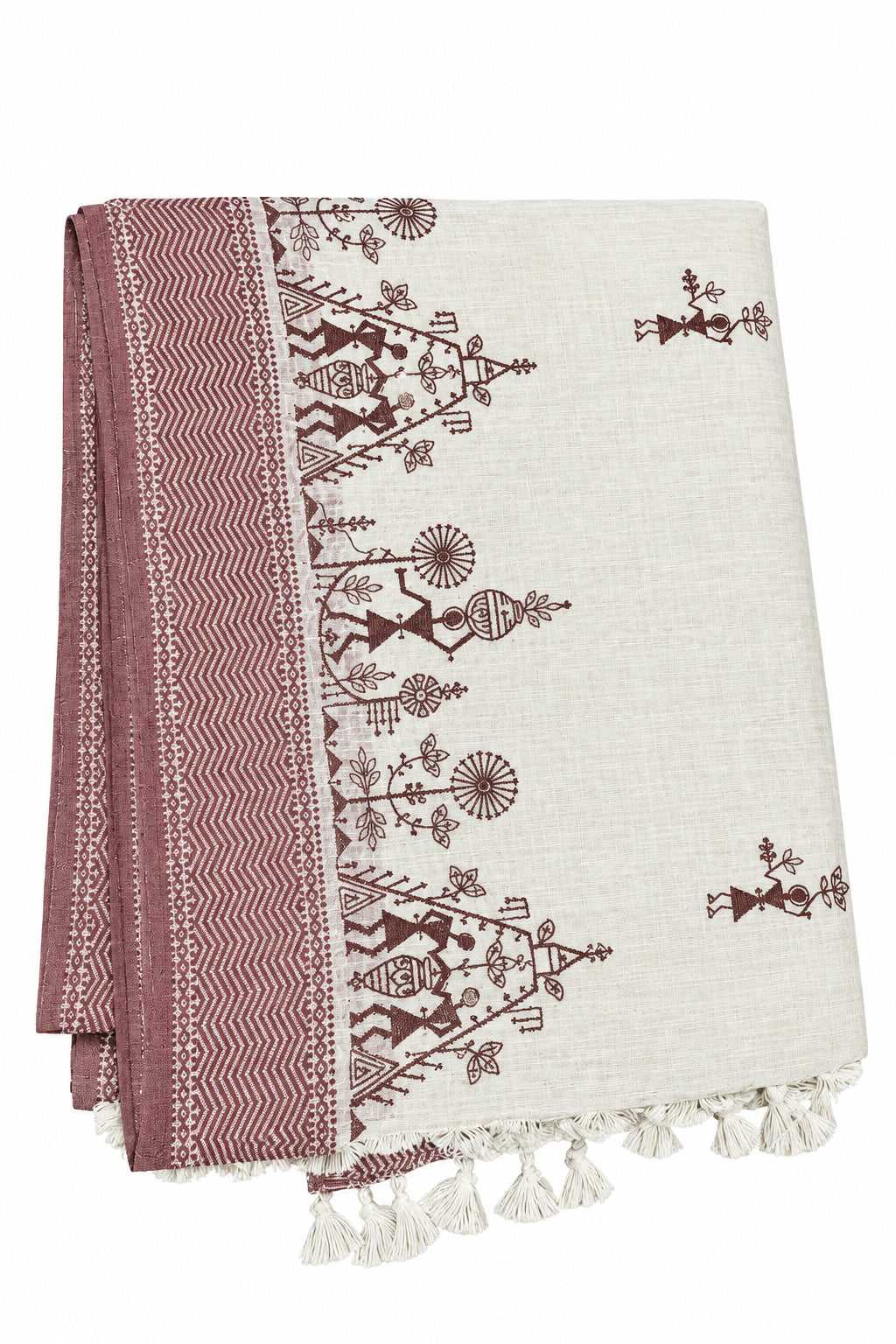 Warli Art Off-White Cotton Saree