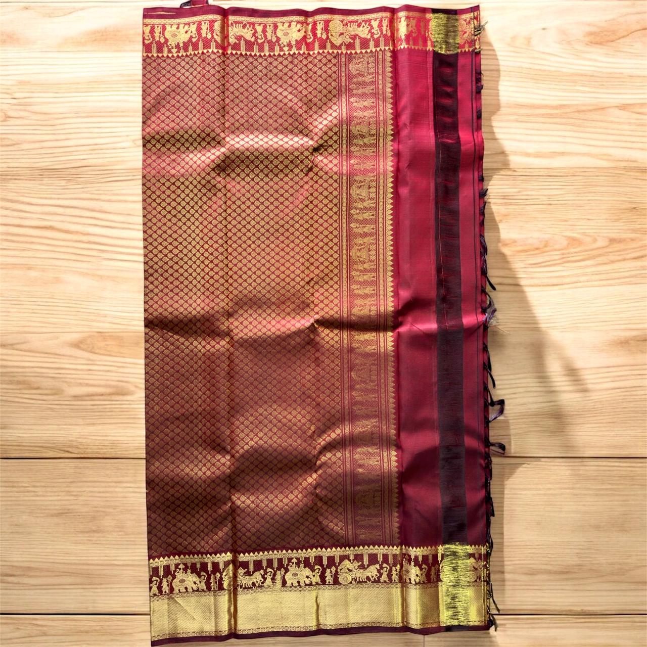 MAROON WITH PALLAKU DESIGN BIG BORDER