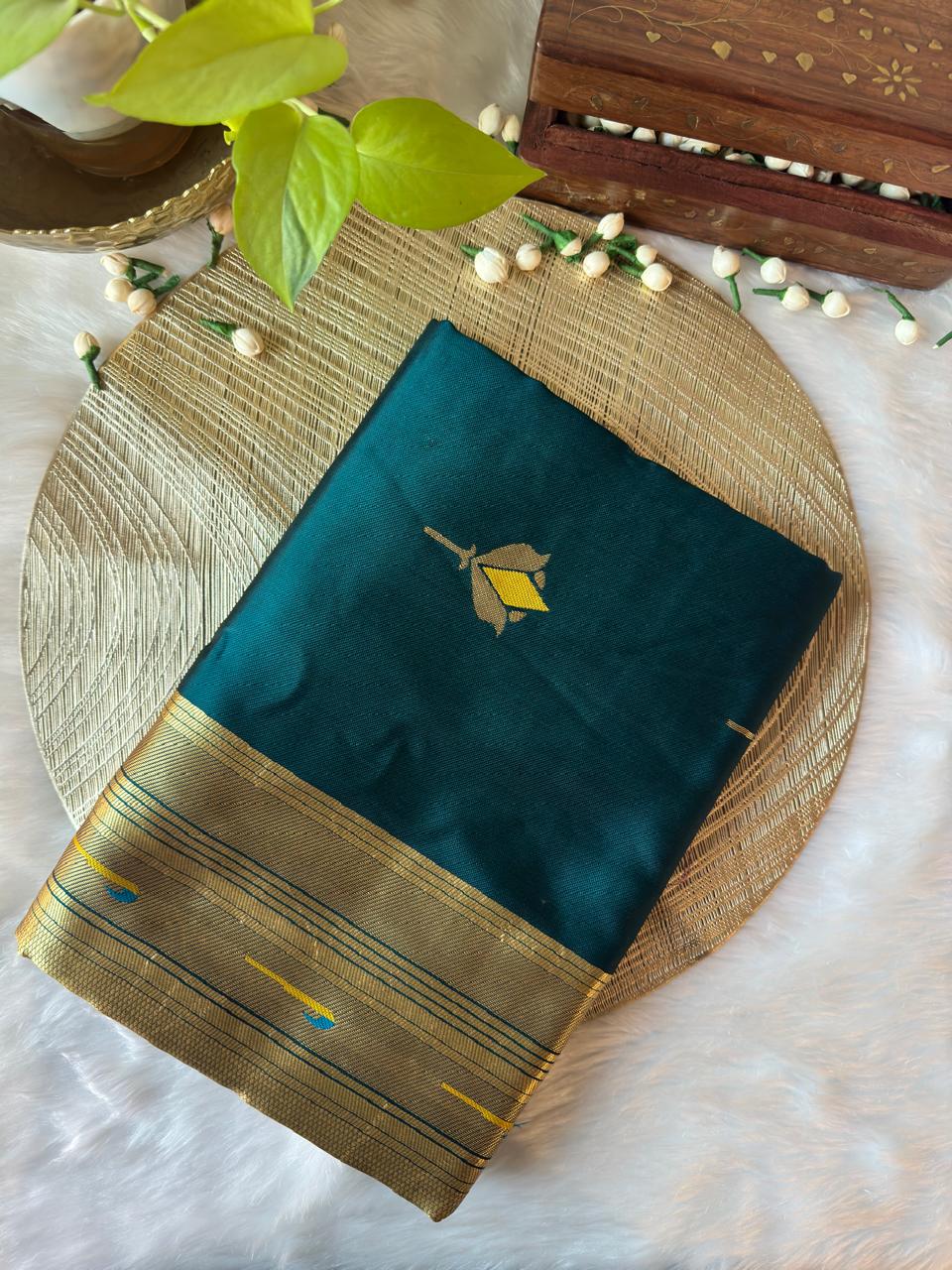 LOTUS TEAL BLUE PAITHANI SAREE