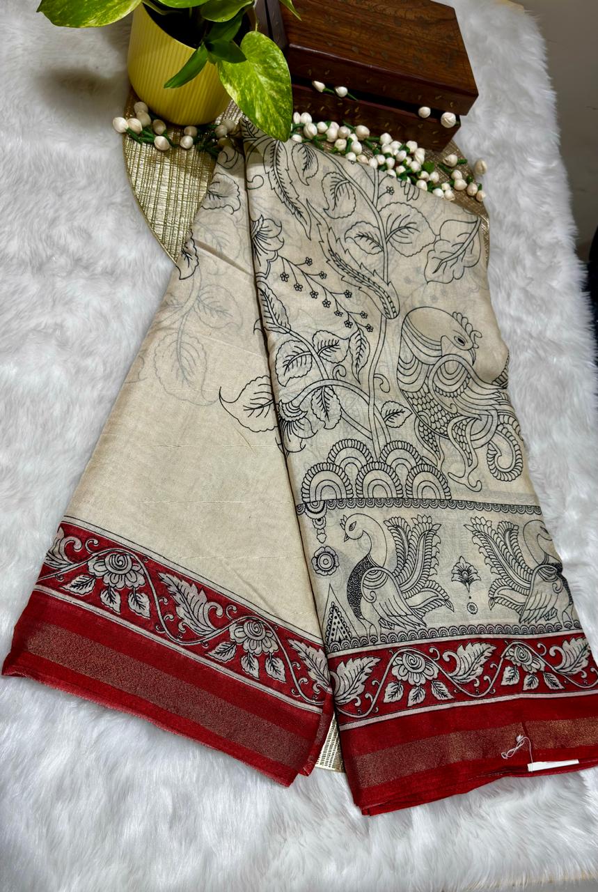 MIX COTTON - PENCIL SKETCH DESIGN SAREE