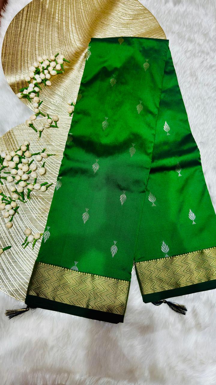BOTTLE GREEN SEMI-SILK - SMALL BORDER