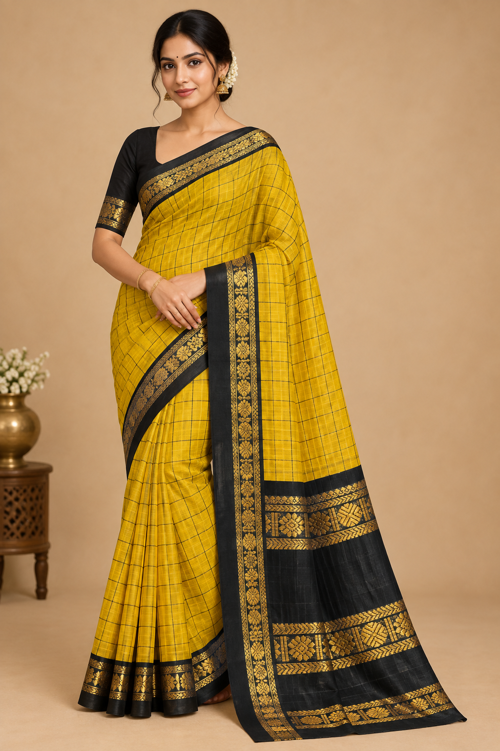 Handloom Pure Silk Saree - Yellow & Green